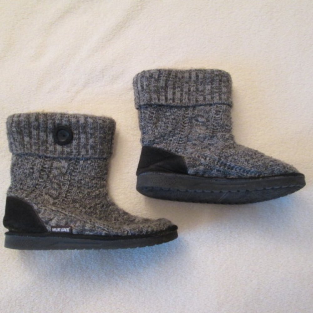 Muk Luks The Original Women's Sweater Ankle Boots Gray Size 8
